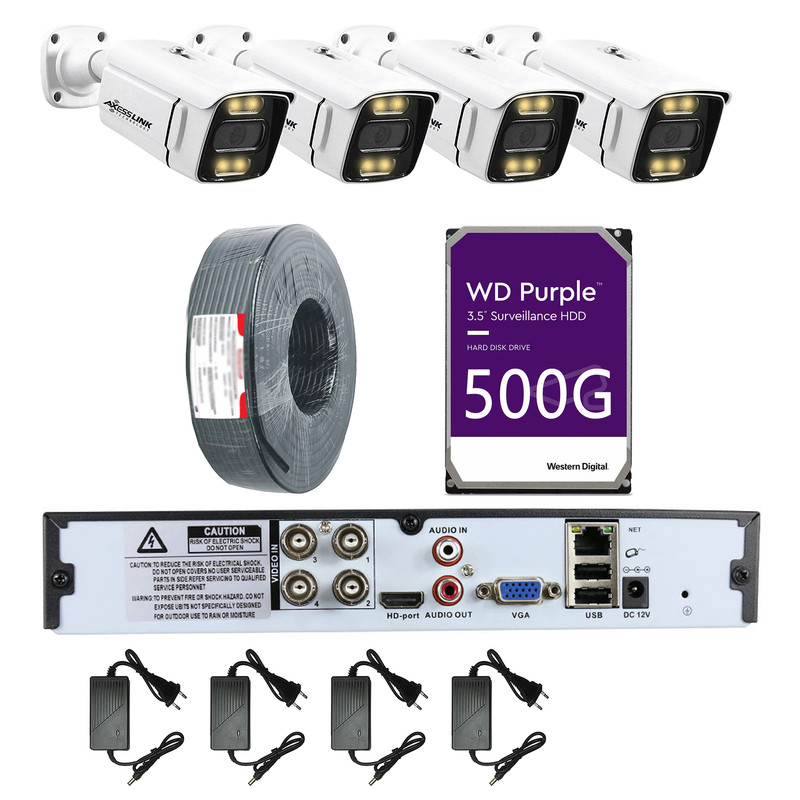 سیستم امنیتی 4 دوربین اکسس لینک مدل AHD PACK به همراه هارد 500 گیگابایتی